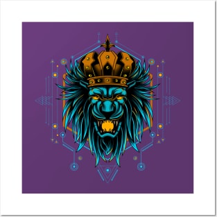 lion head crown Posters and Art